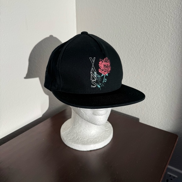 Vans Other - Vans Rose Graphic Snapback Hat – Black Floral Streetwear Skate